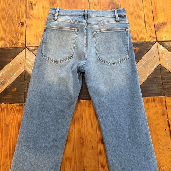 FRAME Le High Straight Jeans Light Wash Distressed Raw Hem Women 26 Crop Ankle - Picture 4 of 7